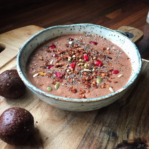 Chocolate & Banana Smoothie Bowl With Chia & Pomegranate Seeds