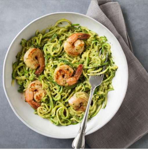 New! Zucchini Noodles Avocado Pesto & Shrimp