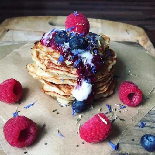 Banana Pancakes With Homemade Chia Jam & Fresh Berries